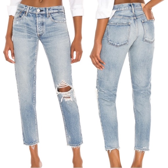 Moussy Denim - Moussy Vintage MV Raleigh Tapered Jeans 26 light wash distressed knee